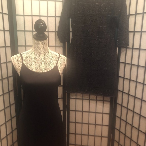 EXPRESS Black Eyelet Sheath Dress - Size L - Picture 5 of 6